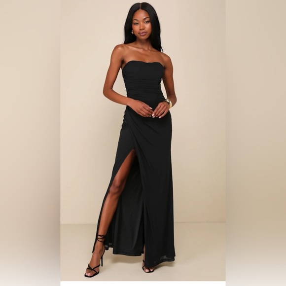 NEW Women’s Lulus Black Strapless Maxi Dress, size Medium - Picture 1 of 9